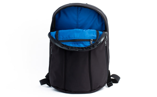 The Luminary 15 in Black 525 Ballistic with an Island (blue) 210 Ballistic interior.